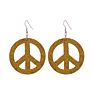 Yuluch Design Earrings Jewelry Peace Sign Glitter Women Hollow Out Wood Earrings Wooden Earrings for Gifts