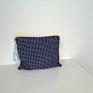 Zipper Pouch for Women Toiletry Wash Bag Plaid Pattern Cotton Makeup Case Multipurpose Travel Cosmetic Bags Organizer