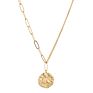 18K Gold Moon Star Lion Pendant Necklace Medallion Oval Link Chain Choker Layering Jewelry for Women Girls