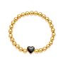 18K Real Gold Plated 6Mm Brass round Beads Personalized Diy Enamel Heart Charm Bracelet for Women Girls