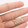 1980- Birth Year Number Stainless Steel Pendant Necklace for Women and Men