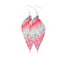21524 Double Sequins Earrings Colorful Leather Jewelry Drop Leaf Pendant Studs Earrings for Women