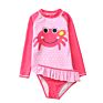 2 Piece Suit Sun Protection Rash Guard Set Girl Beach Long Sleeve Swim Shirt Shorts Set Kids Swimsuit