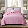 3 Pcs Machine Washable American Style Solid Color Embroidery Cotton Quilts Bedding Sets Quilt for , Own Use