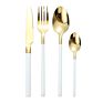 4 Pcs Flatware 304 Stainless Golden Set Black Handle and Gold Cutlery