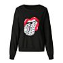 Autumn and Loose Oversized Long Sleeves Women's Hoodies Letter Pattern Printed Crewneck Sweatshirt