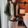 Autumn Fluffy Knitted Top Men's Sweater Solid Color Long Sleeve Warm Lapel Cardigan Coat
