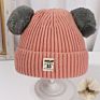 Baby Double Layer Velvet Warm Cute Unisex Knitted Beanie with 2 Pom Pom