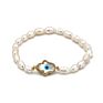 Baroque Freshwater Pearl Beads Cz Evil Eyes Charm Bracelet Gold Plating Full Zirconia Hand Eyes Pearl Bracelet
