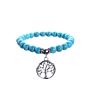 Bird Owl Elephant Pendant Simulated Turquoise Beaded Bracelet Cross Charm Natural Turkey Turquoise Stone Bracelet