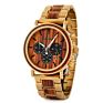 Bobo Bird Black Wood Watch Stainless Steel Auto Date Watches for Men
