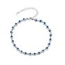 Boho 18K Gold Plated Lucky Evil Eyes Bracelet 7.5 Inch Blue Evil Eyes Charm Bracelet for Girls