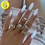 Boho Vintage Ring Set Gold Knuckle Rings for Women Crystal Star Crescent Geometric Female Finger Rings Set Jewelry