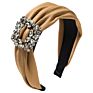 Boutique Geometric Hollow Pattern Ring Buckle Rhinestone Hairband Banquet Retro Fabric Headwear Wide Side Gold Velvet Headband