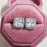 Brass Square round Geometric Bride Earrings Wedding Pink Diamond Cz Zircon Heart Stud Earrings for Women