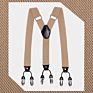 Brown Plaid Color Formal 6 Clips Braces Women Adjustable Polyester Suspenders