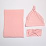 C'dear 3 Packs Swaddle Infant Baby 100% Cotton Jersey Swaddle Wrap Sets with Baby Hat & Headband Accept Customized