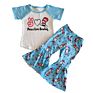 Children Baby Girls Newborn Moody Boutique Clothing Tie Dye Sets Kids Bleaching Leopard Bell-Bottomed Pants Fashionable Outfit