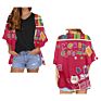 Christmas Blue Bell Cartoon Chiffon Kimono Cardigans Polynesian Tribal Style Casual Loose Open Front Swimwear Shirt Beach Women