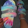 Chunky Platform Fur Slide Slippers for Women with Bling Thick Bottom Female Stylish Footwear Slippers