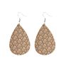 Creative Handmade Light Weight Flower Print Teardrop Earrings Leather Earrings for Women Party Wedding Jewelry