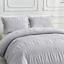Crinkle Seersucker Fabric Bedding Set King Size Gray Quilt Cover Pillow Set 3-Piece