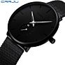 Crrju 2150 Men Original Stainless Steel Mesh Strap Simple Quartz Analog Charm Wrist Watches