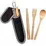 Customized Logo Portable Outdoor Travel Tableware Straw Utensils Eco Friendly Cutlery Set Bamboo