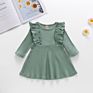 Customized Ruffle Sleeve Design Ladies Girl Solid Cotton Twirl Casual Elegant Baby Girl Casual Wear Casual Dresses