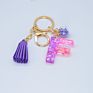 Cute English Letter Pendant Key Chains Ring Tassel Keyring Resin Acrylic Initial Car Handbag Keychain Holder Accessories Jewelry