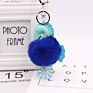 Cute Faux Fluffy Plush Ball Keyring Car Key Chain Women Handbag Pompom Lovely Leather Seahorse Pompom Keychain