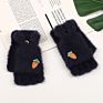 Cute Rabbit Carrot Logo Cartoon Kids Gloves Warm Half and Mittens Knitted Ggloves for Children