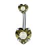 Cute Shining Multicolor Crystal Belly Ring Bling Belly Rings Double Heart Belly Rings Body Piercing