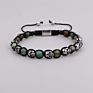 Design Stainless Steel Skull Bracelets Charm Beads Natural Stone Handmade Woven Men Jewelry Beads Macrame Bracelet Men