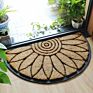 Dropshipping Half round Black Border Coco Doormat Heavy Duty Doormat Rubber-Backed Natural Coir Doormat