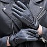 Ds39 Cycling Driving Leather Mittens Thickened Waterproof Lining Pu Leather Gloves Man Black Touch Screen Pu Gloves