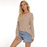 Fashionable and Explosive Solid Color V-Neck Thin Sweater for Ladies Wear Inside