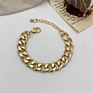 Finetoo Luxury Gold Cuban Link Chain Bracelet Gold Plated Punk Style Chunky Charm Bracelets for Women