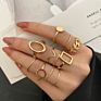 Finetoo Punk Simple Cross Finger Rings for Women Girls Pearl Heart Twist Ring Set Trend Jewelry