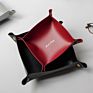 Foldable Leather Valet Tray Home Jewelry Storage Basket Box Tray for Key Coin Change Phone Wallet