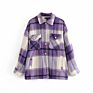 Front Pocket Design Casual Plaid Jacket Autumn Coat Women