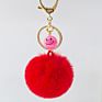 Fur Ball Keyring Imitation Faux Rex Rabbit Fur Ball Keychain Creative Car Key Chain Acrylic Smiley Hair Ball Pendant