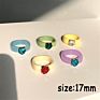 Geometric Chunky Candy Color Poly Acrylic Rings Cute Marble Texture Acid Acetate Colorful Acrylic Resin Ring Set for Woman