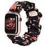 Girly Scrunchies Watch Bands for Apple Watch 38Mm 42Mm 40Mm 44Mm Leopard Flowers Printed Fabric Elastic Strap for Iwatch 7 6 Se