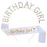 Glitter Birthday Girl Sash Rhinestone Happy Birthday Headbands Set for Girls Birthday Party Supplies