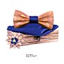 Handmade 3D Adjustable Bow Tie Wooden Set with Pocket Square Brooches for Men