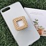 Handmade Bamboo Woven Rattan Airbag Telescopic Mobile Phone Holder Desktop Lazy Phone Grip Gift Jewelry Phone Socket
