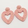 Handmade Boho Style Colorful Big Heart Shape Seed Bead Earrings for Women Jewelry