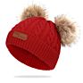 Infant Toddler Baby Knitting Woolen Hat Warm Pure Color Double Pom Pom Boys Girls Beanie Cap Kids Hats