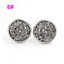 Jewelry Shining Glitter Girls Earings 12Mm Stainless Steel Women Star Color Bling Crystal Druzy Stud Earrings